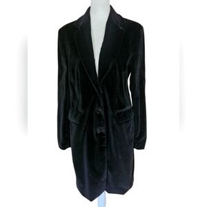 BROOKS BROTHERS Vintage Velvet Long Blazer Dinner Coat in Black. Size 10